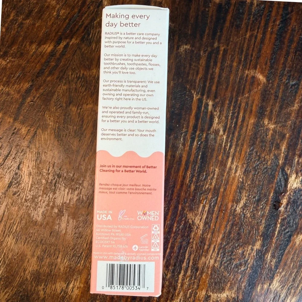 RADIUS Kids Organic Dragon Fruit Toothpaste Fluoride Free 3oz USDA Organic 07/27
